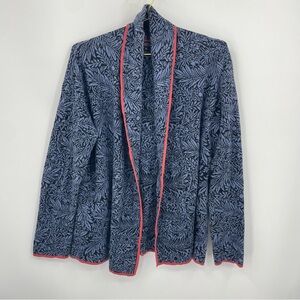 The Metropolitan Museum of Art Cotton Blue Red Floral Cardigan Sz XL